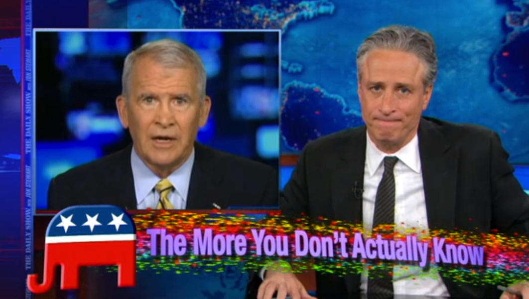 Jon Stewart playfully savages the GOP&#039;s admittedly science-free stands on science