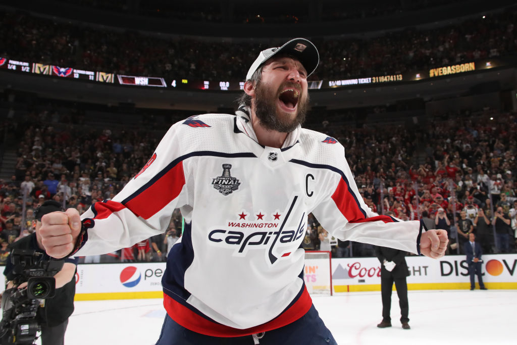Alex Ovechkin of the Washington Capitals celebrates his team&#039;s first-ever Stanley Cup win on Thursday.