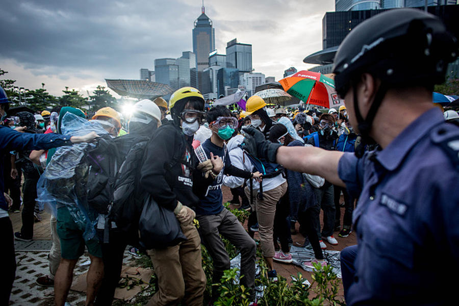 Demonstrators, police clash in Hong Kong