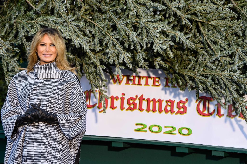Melania Trump receives the 2020 White House Christmas tree.