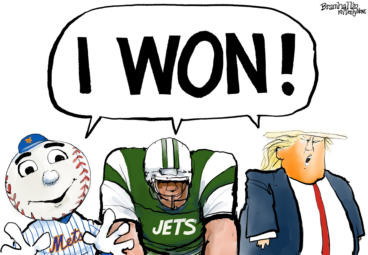 Political Cartoon U.S. Trump loss Jets Mets