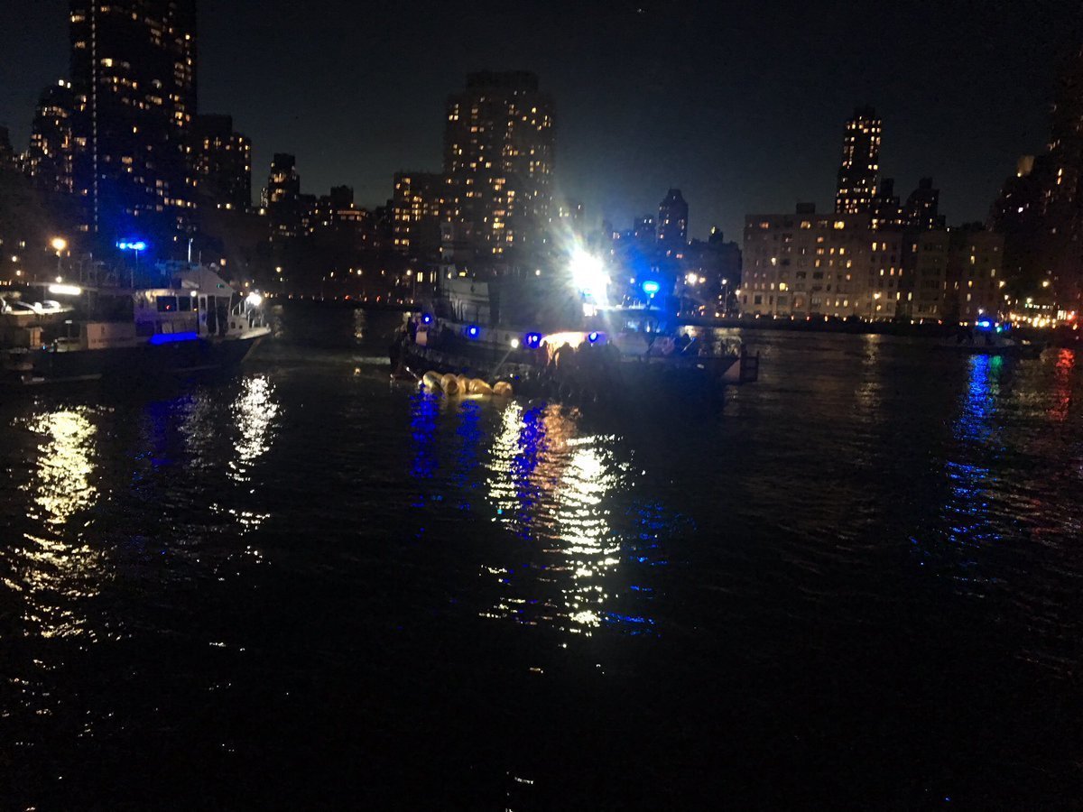 The scene of Sunday night&#039;s helicopter crash in New York City.