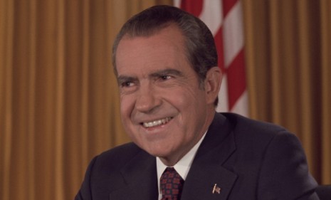 President Richard Nixon is all smiles in a 1969 photo: Gawker reports that the original idea for Fox News was &quot;buried deep within the Richard Nixon Presidential Library,&quot; in a 1970 memo.