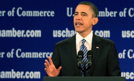 President Obama, addressing the Chamber of Commerce Monday, suggested that American businesses have a social responsibility to spend more of their cash reserves.