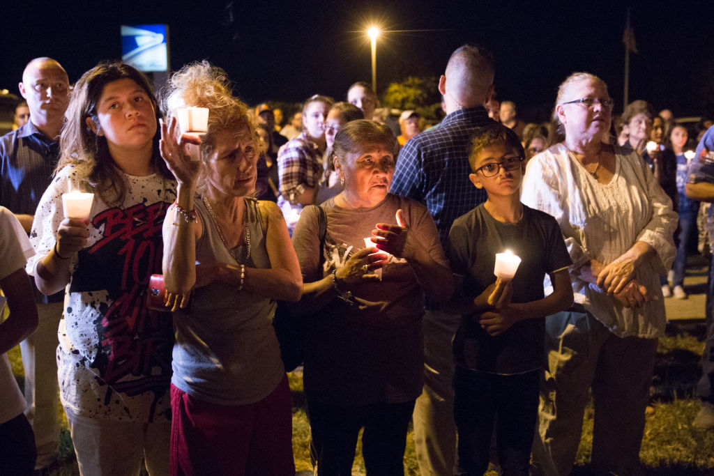 A candlelight vigil in Sutherland Springs, Texas.