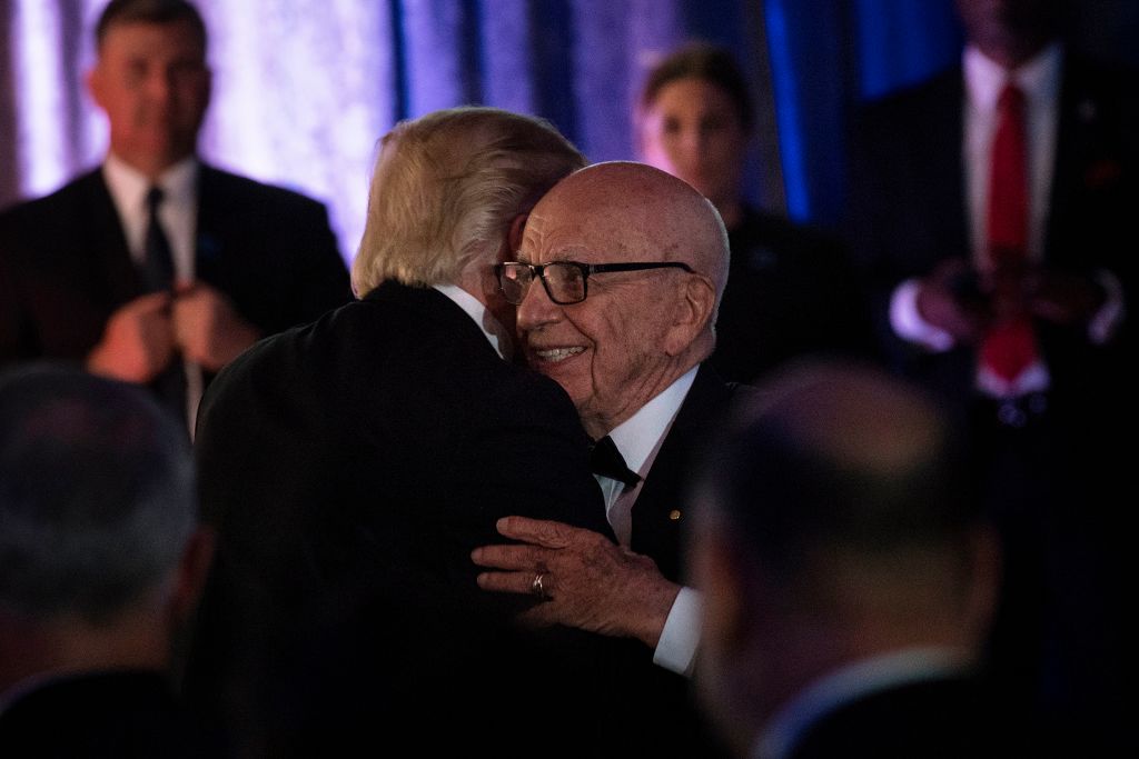 Rupert Murdoch embraces President Trump in 2017