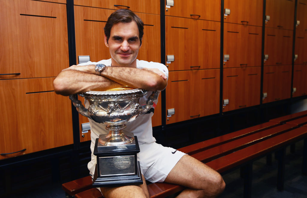Roger Federer after winning the 2018 Australian Open