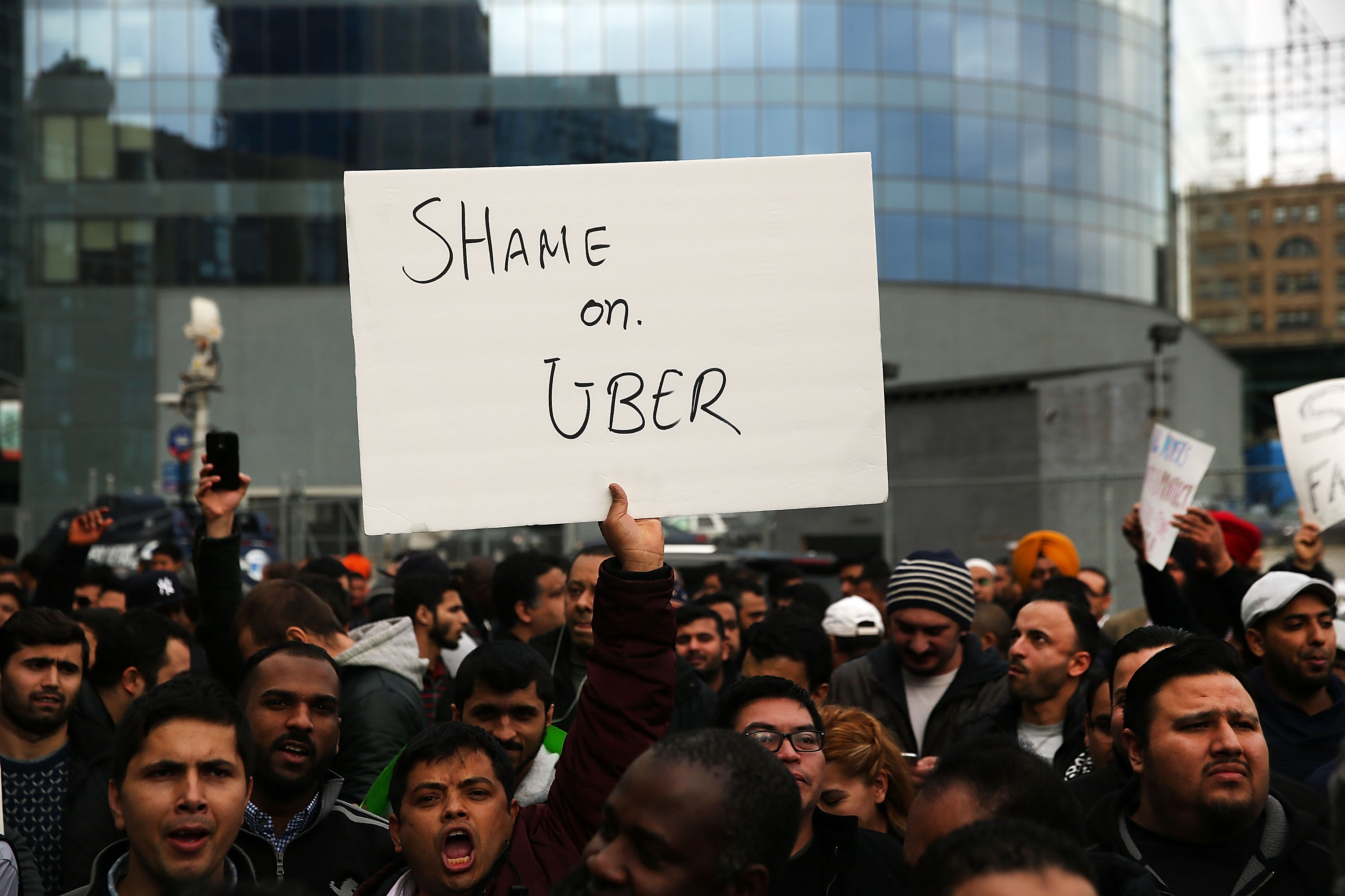 An anti-Uber protest.