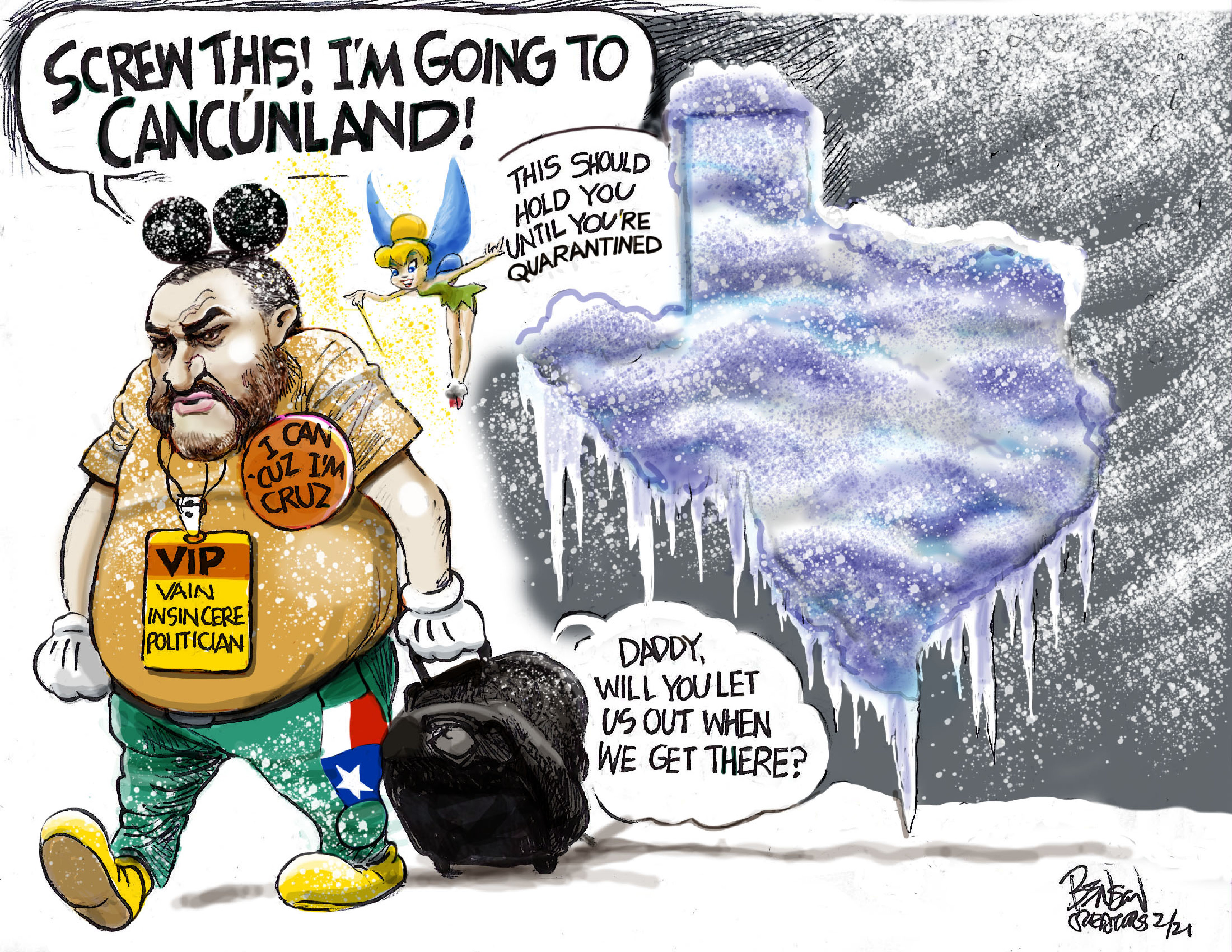 Political Cartoon U.S. ted cruz texas cancun