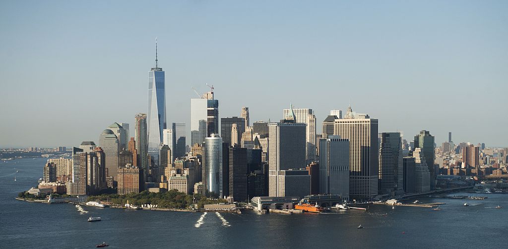 The New York City skyline. 