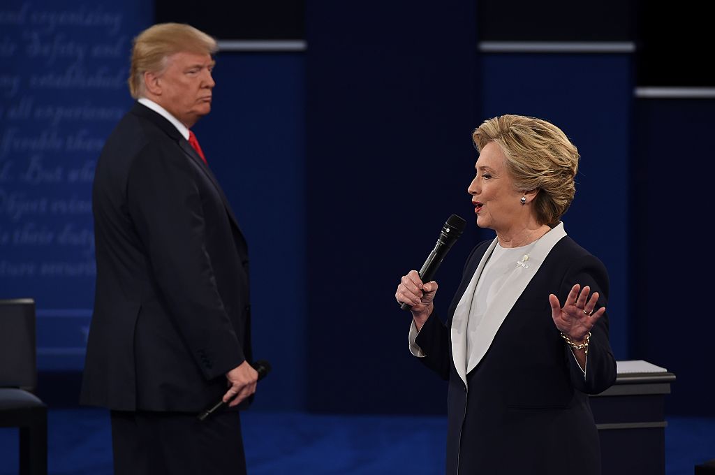 Hillary Clinton and Donald Trump during a campaign debate.