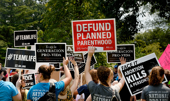 Anti-abortion protestors at a rally.