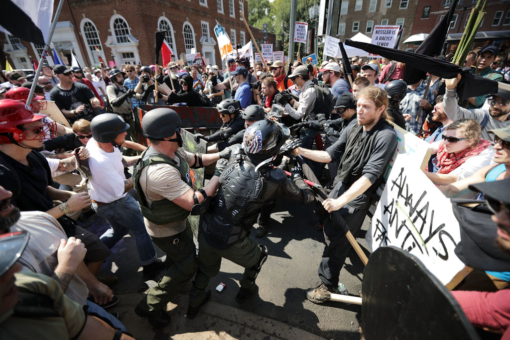 White nationalists, neo-Nazis and members of the &#039;alt-right&#039; clash with counter-protesters.