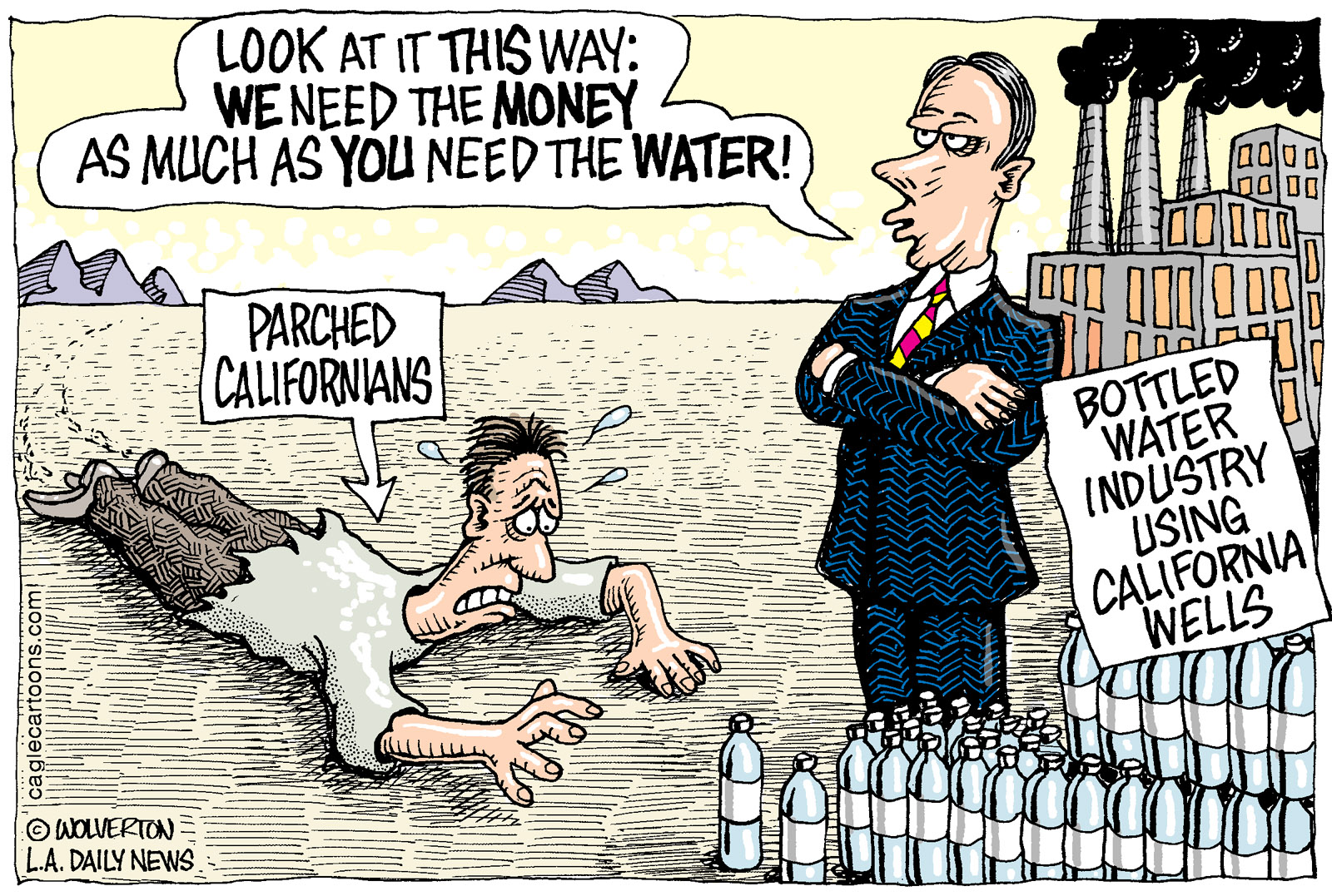 Editorial cartoon . California water crisis