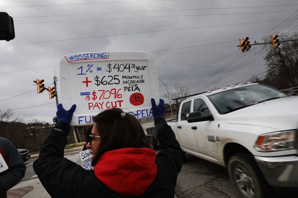 Teachers on strike in West Virginia, March 2018