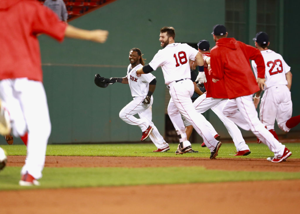 Red Sox celebrate win over Blue Jays