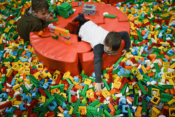 Children play with Lego toys at Europe&#039;s largest Lego event.
