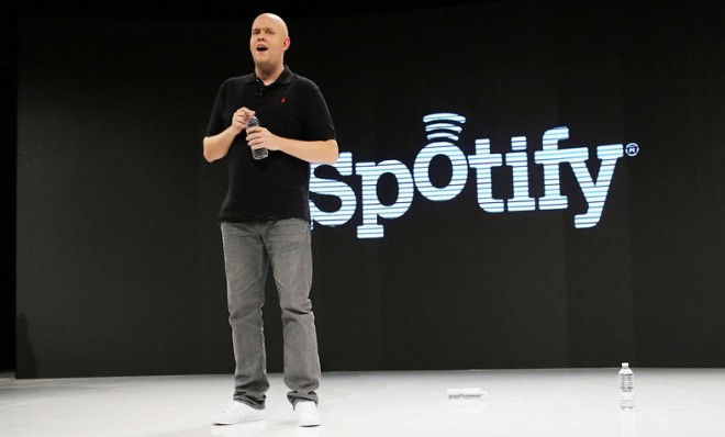 Spotify&#039;s founder and CEO Daniel Elk at a press event on Dec. 6, 2012.
