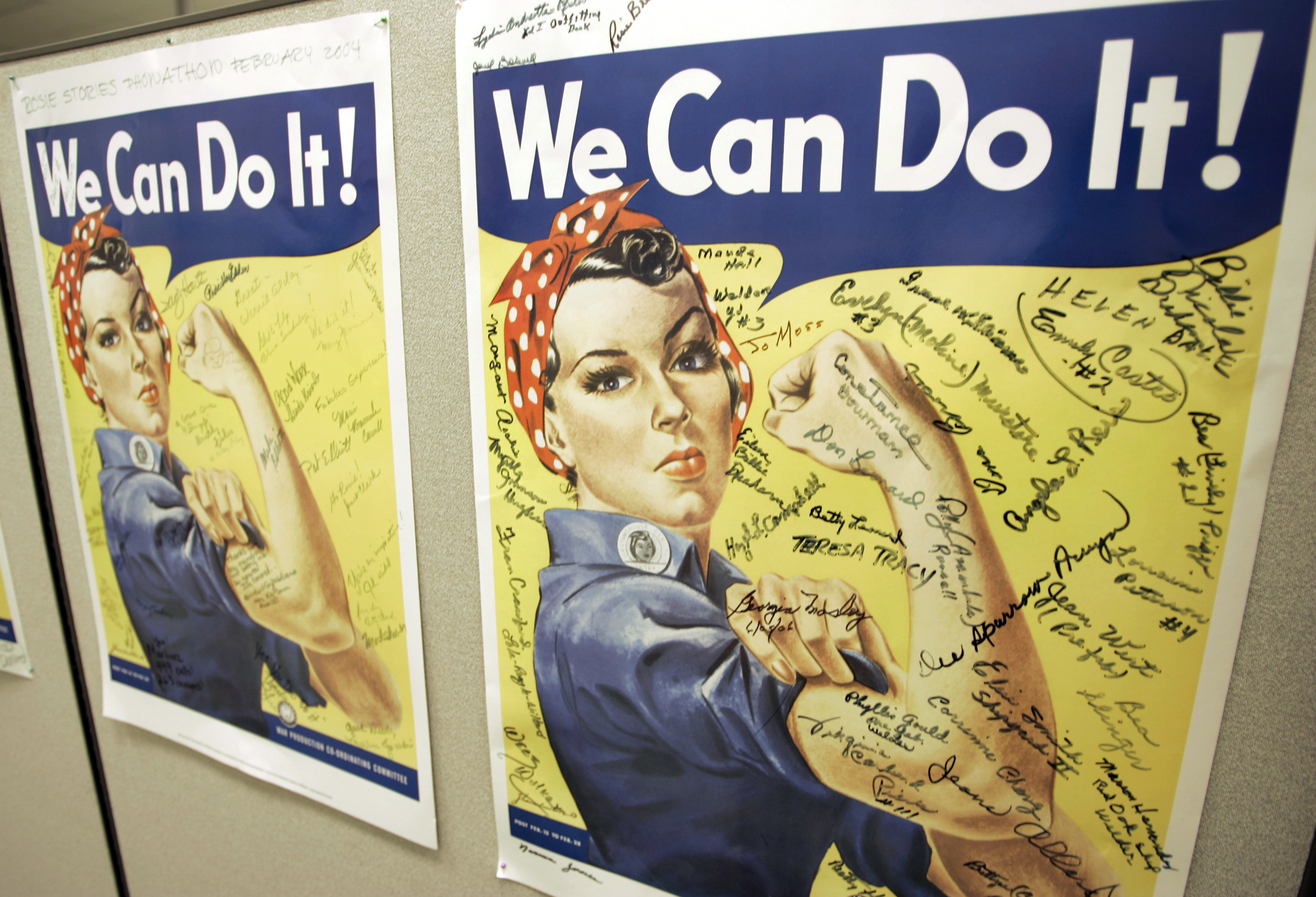 A Rosie the Riveter poster.