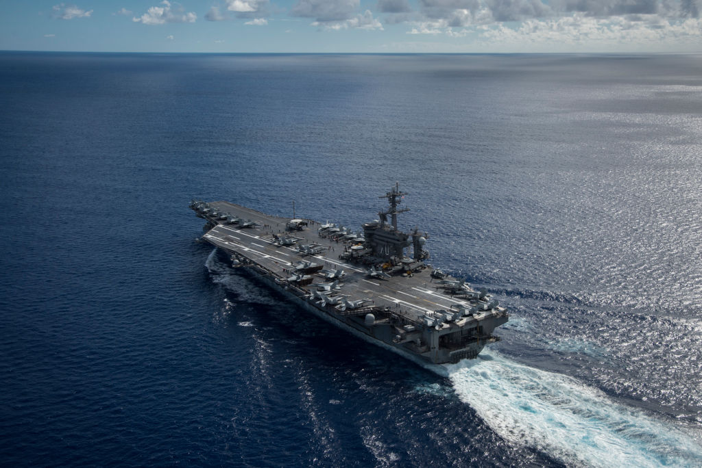 In this photo provided by the U.S. Navy, the USS Carl Vinson transits the Philippine Sea while conducting a bilateral exercise with the Japan Maritime Self-Defense Force on April 23, 2017 