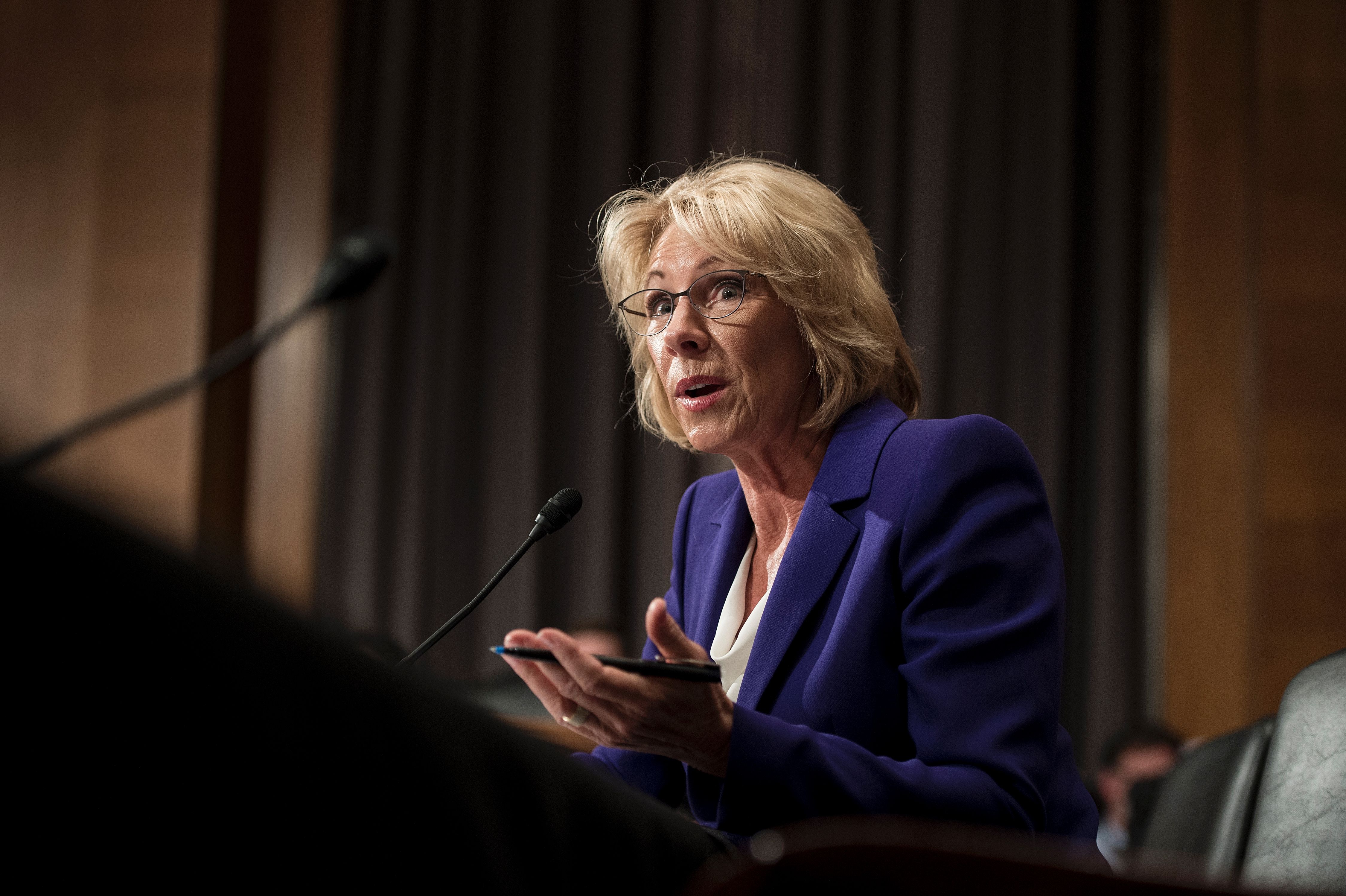 Betsy DeVos speaks during her confirmation hearing for Secretary of Education before the Senate Health, Education, Labor, and Pensions Committee on Capitol Hill.