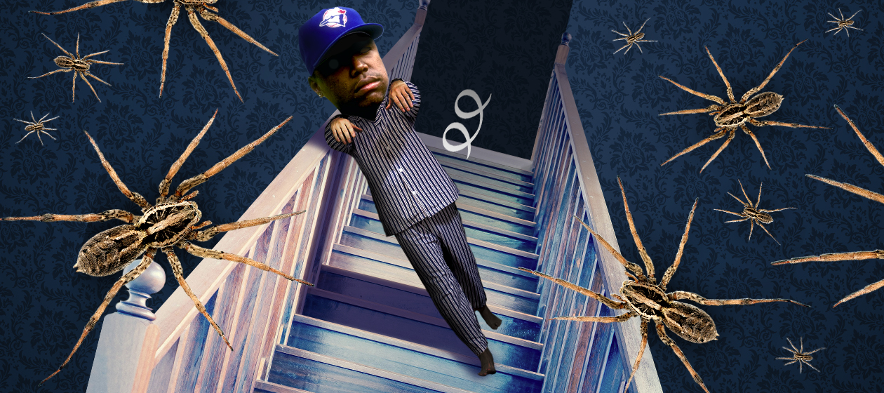 Glenallen Hill sleepwalking down the stairs as he dreams of scary spiders.