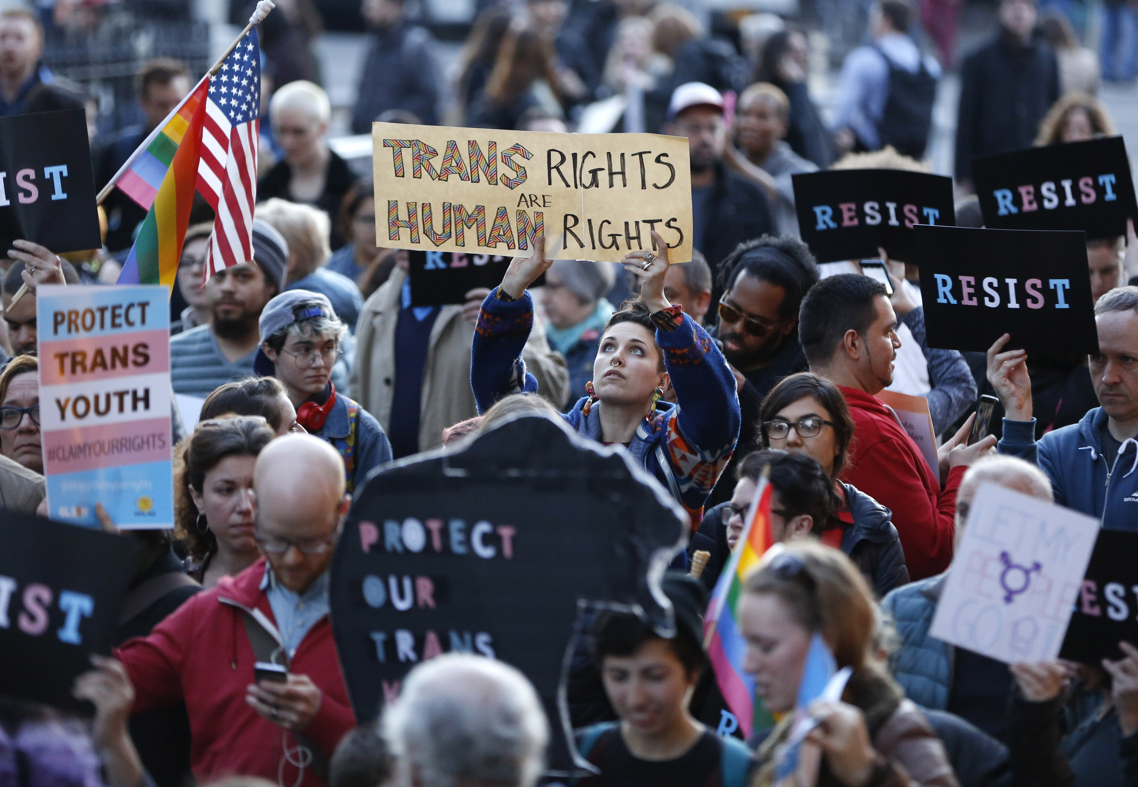 A rally supporting transgender youth in New York.