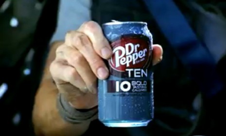 In a scene out of Rambo, the debut commercial for Dr. Pepper 10 says the diet drink has only &quot;10 many calories.&quot;