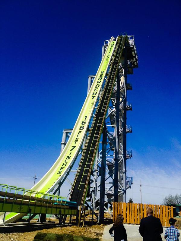 Try not to get queasy watching these guys test the world&#039;s tallest water slide
