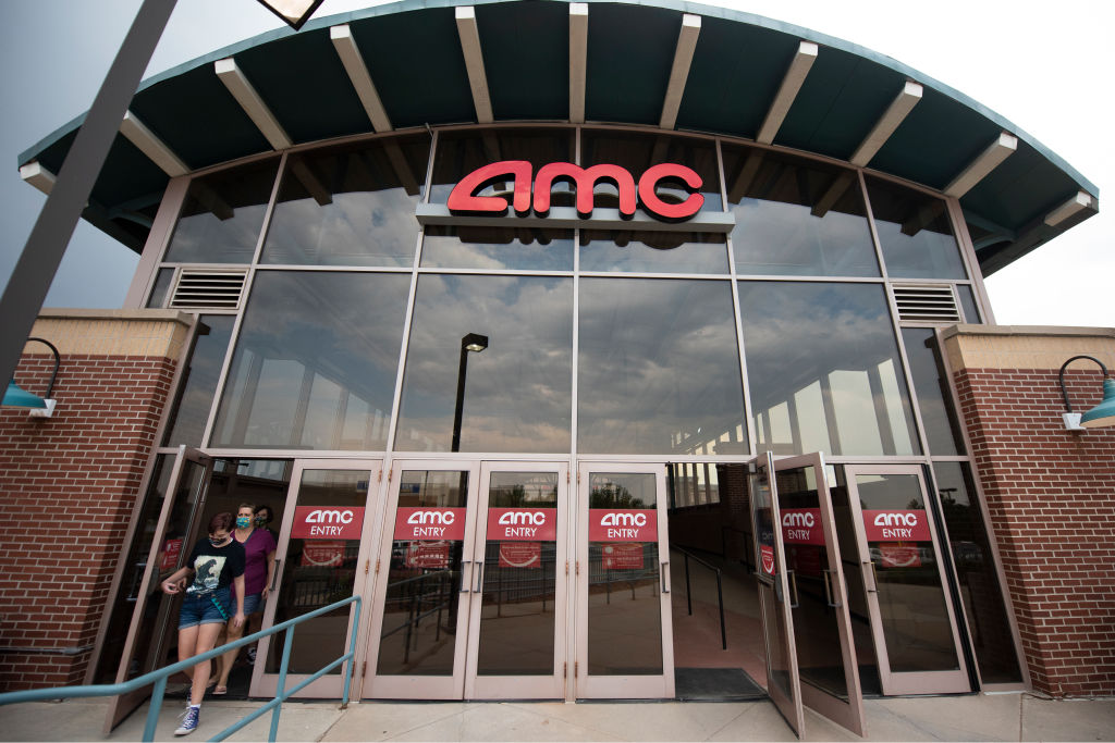 Movie goers leave the AMC Highlands Ranch 24 on August 20, 2020 in Highlands Ranch, Colorado.