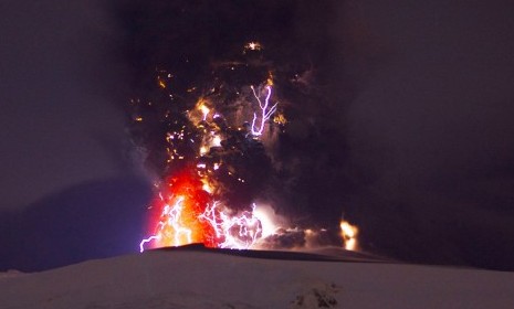 The Eyjafjallajokull volcano.