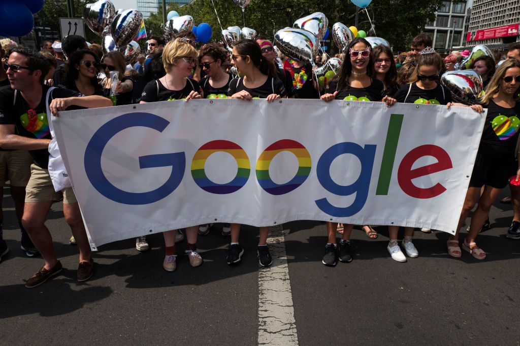 Google banner at a LGBT march in Germany