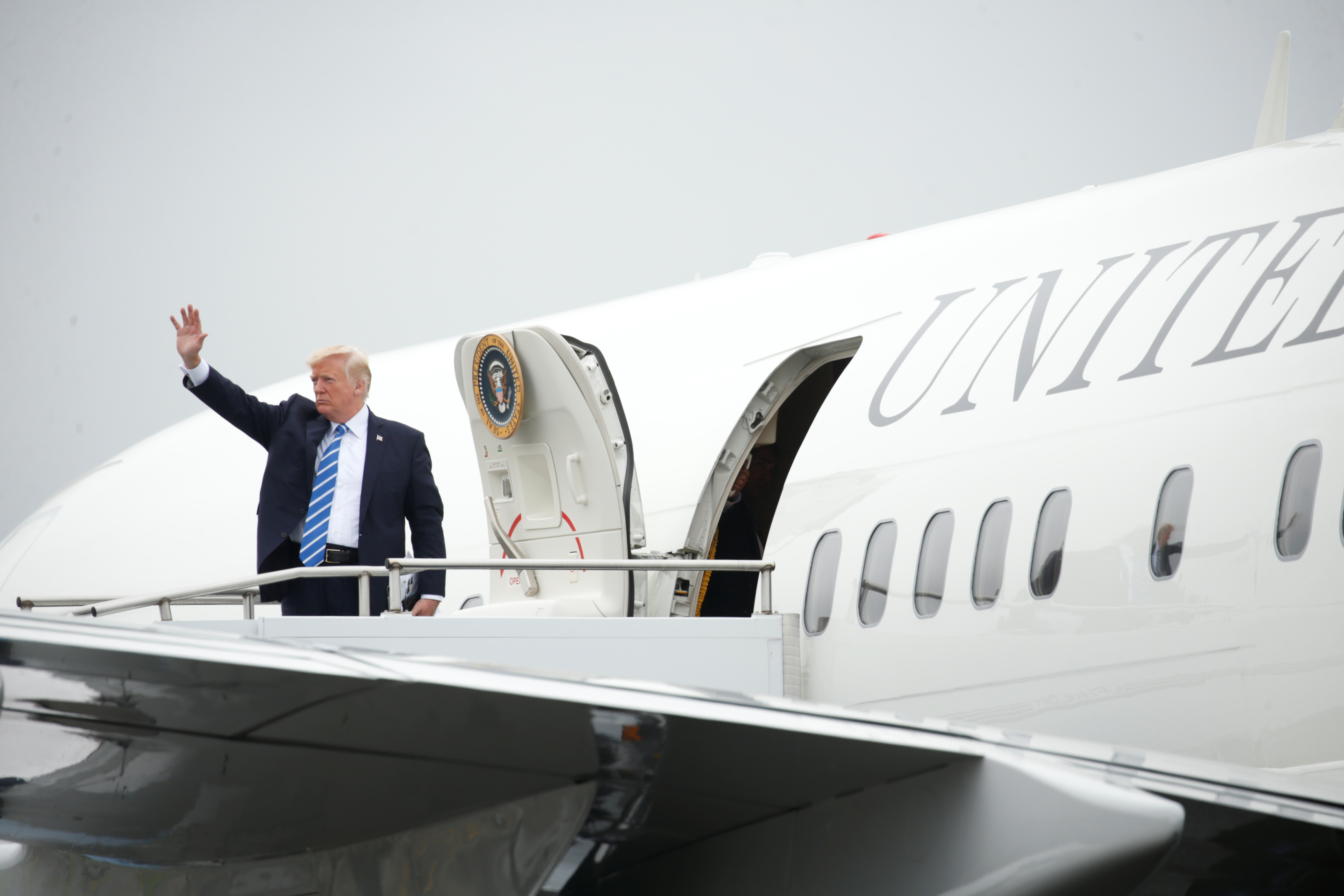 President Trump boards Air Force One.