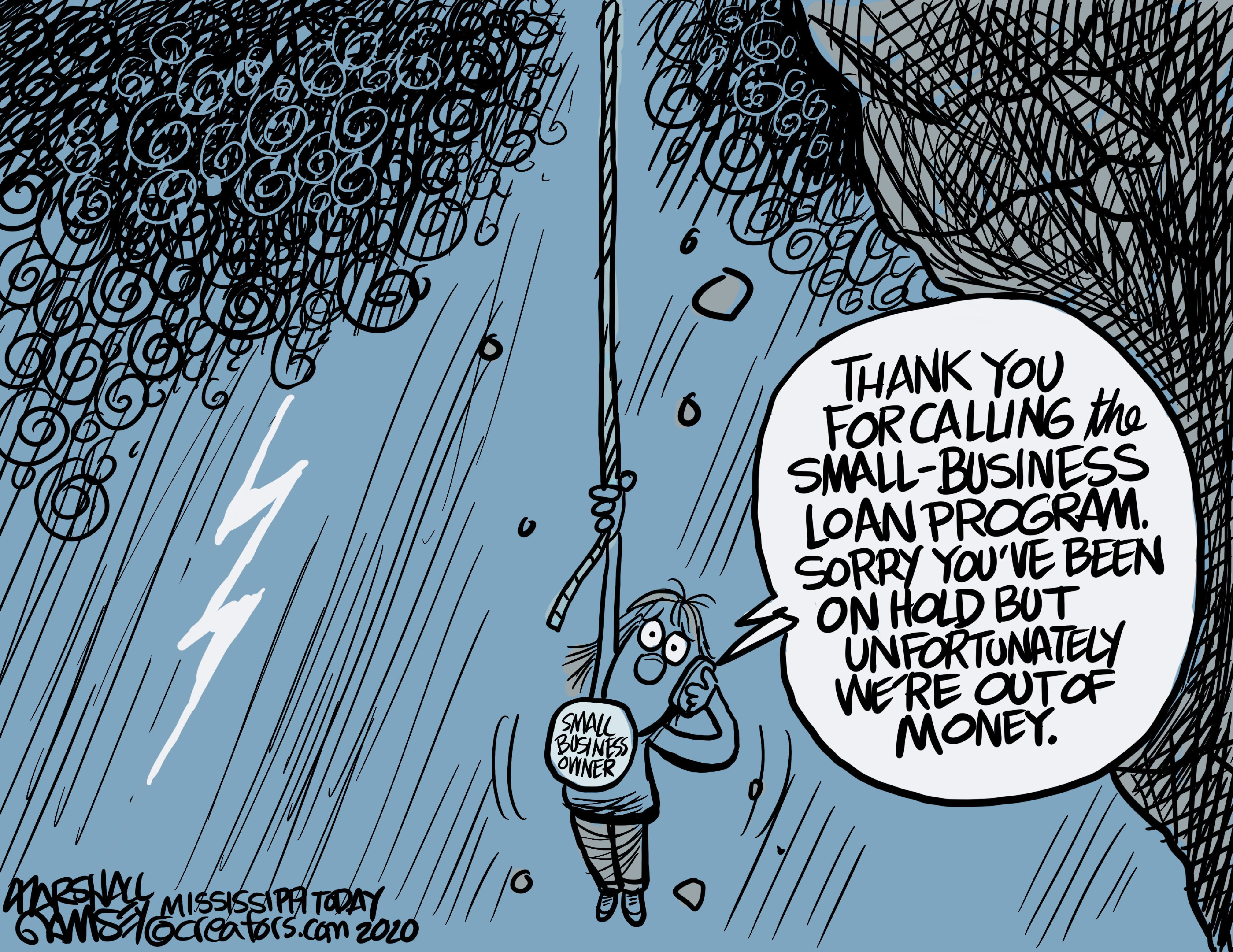 Editorial Cartoon U.S. small business bailout no money coronavirus