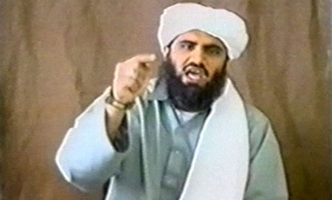 A man identified as Suleiman Abu Ghaith, a son-in-law of Osama bin Laden, delivers an undated video address.