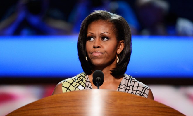 First Lady Michelle Obama during a soundcheck before the Democratic National Convention in September 2012 in Charlotte, N.C. 