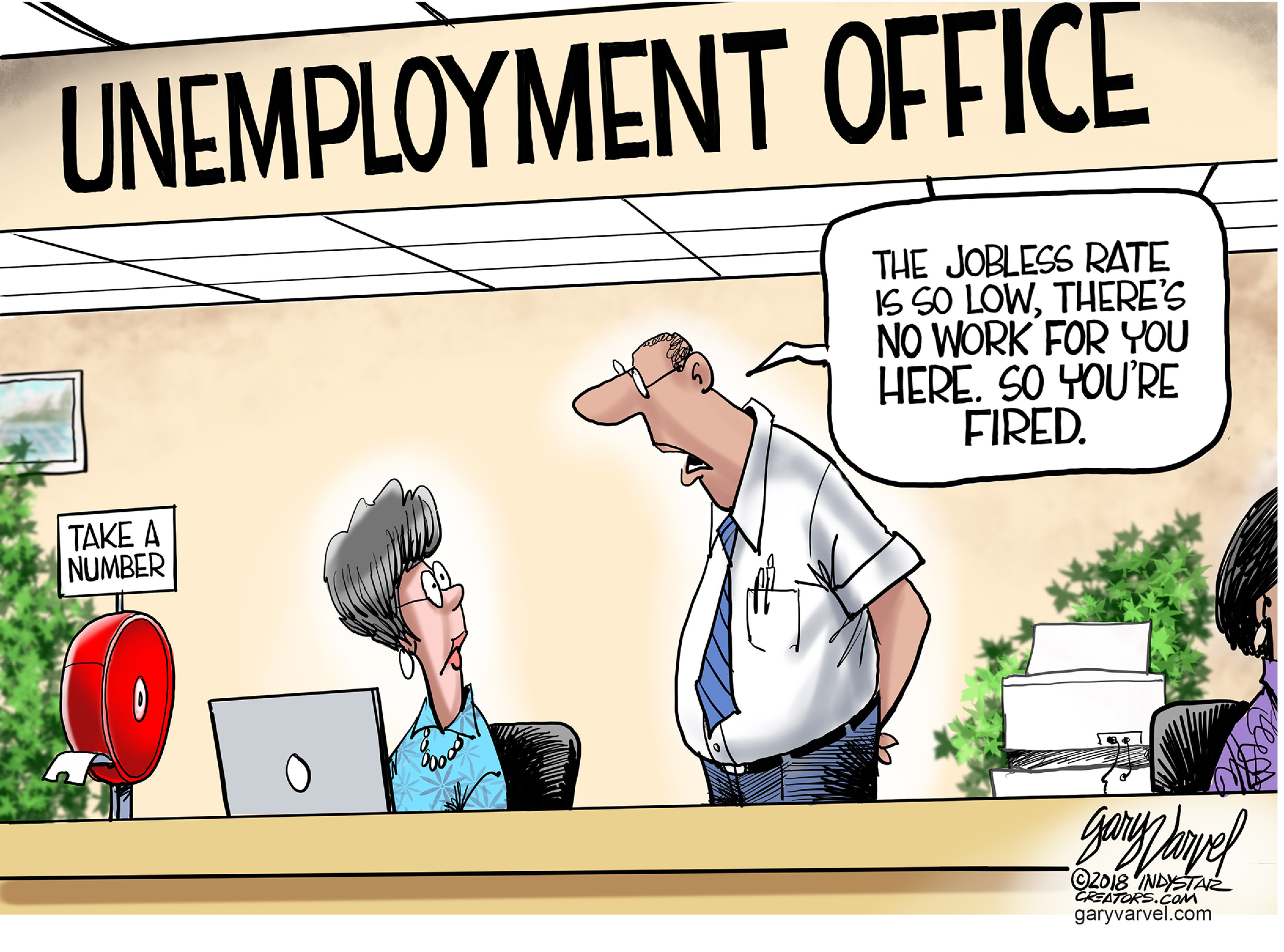 Political cartoon US unemployment jobless rate fired