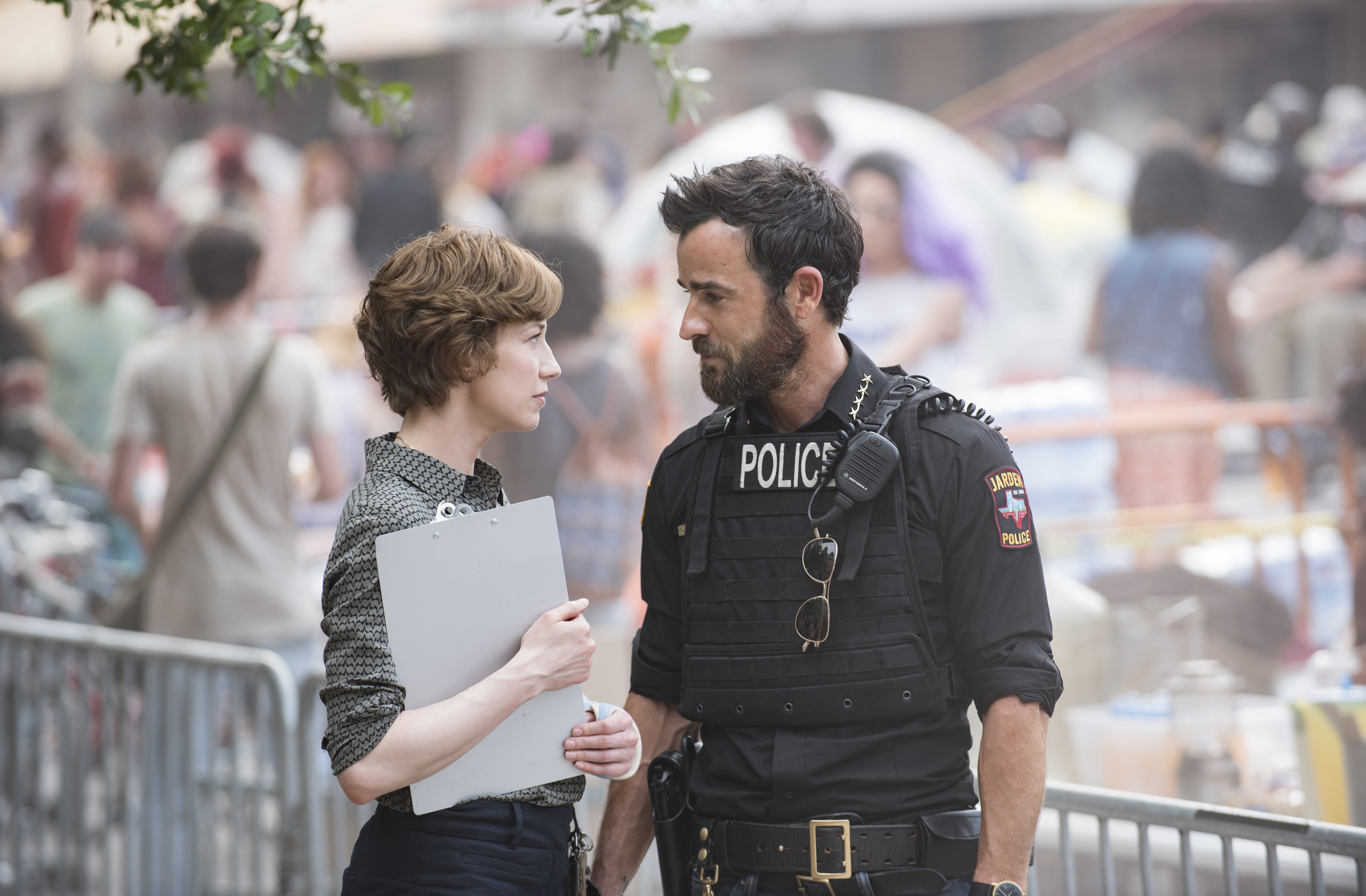 Carrie Coon and Justin Theroux in &#039;The Leftovers.&#039;