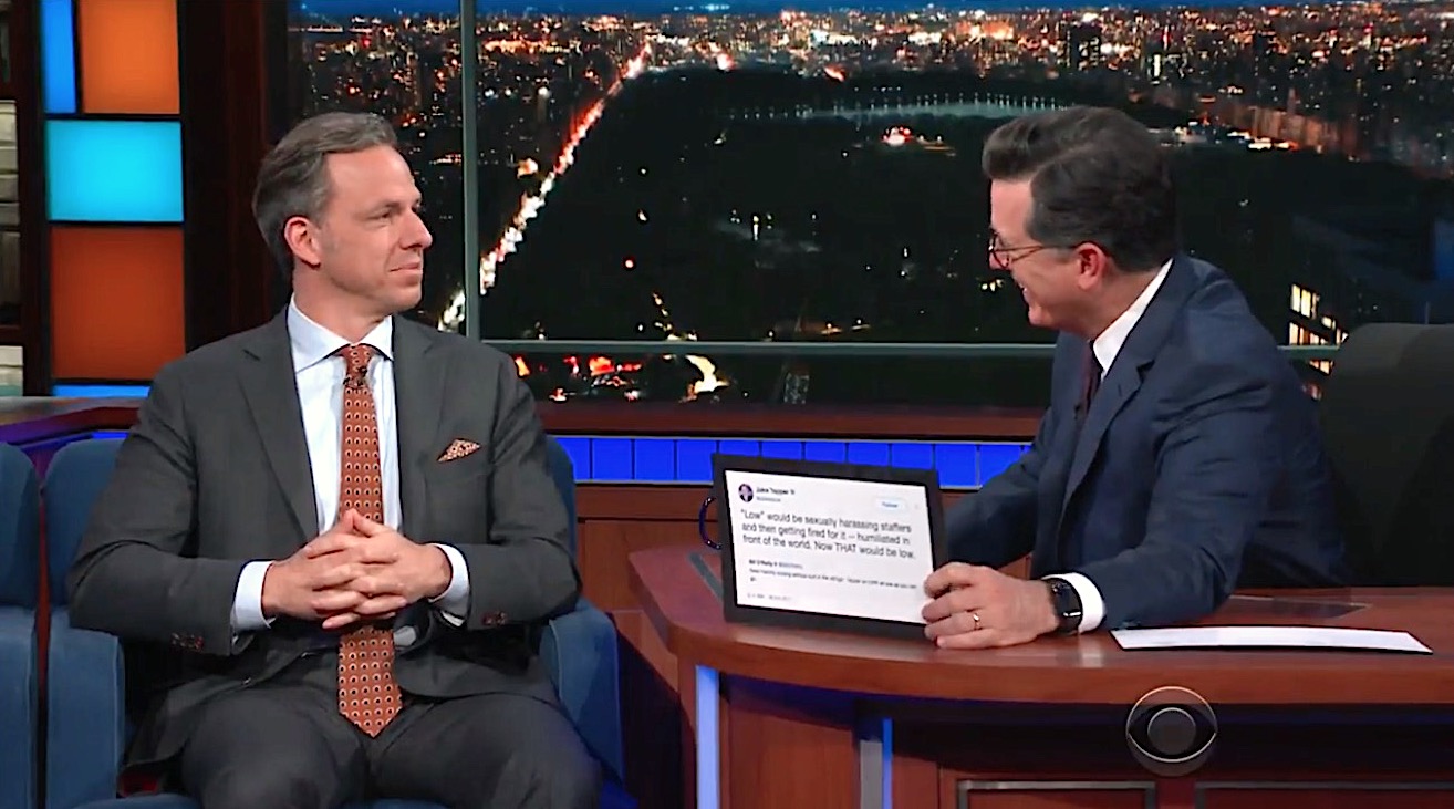 Jake Tapper and Stephen Colbert throw down