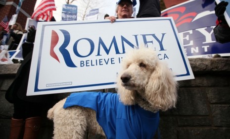 Dog at Romney event