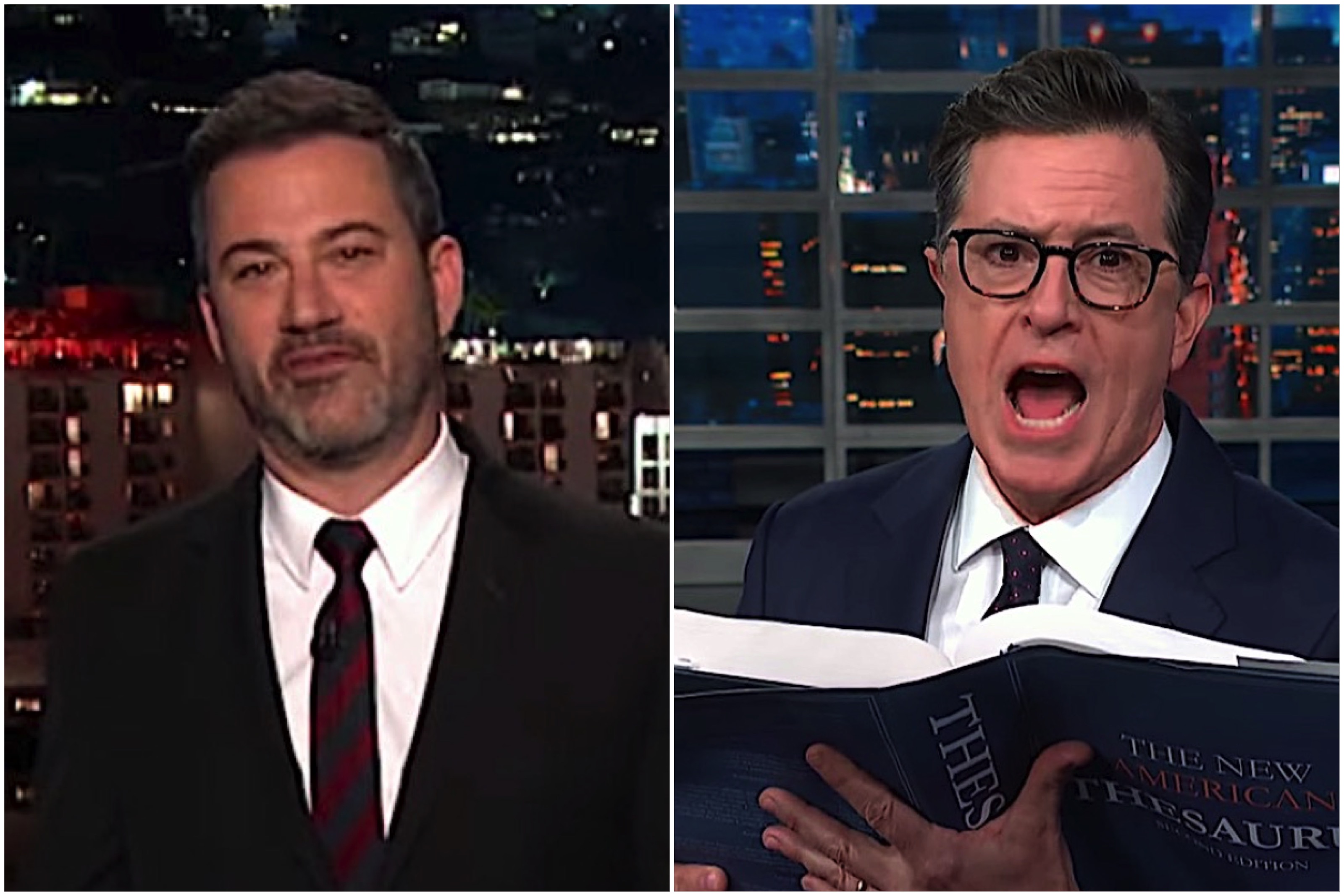 Stephen Colbert and Jimmy Kimmel recap Barr&#039;s testimony