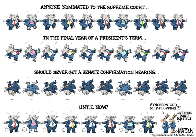 Political Cartoon U.S. GOP SCOTUS flip flop