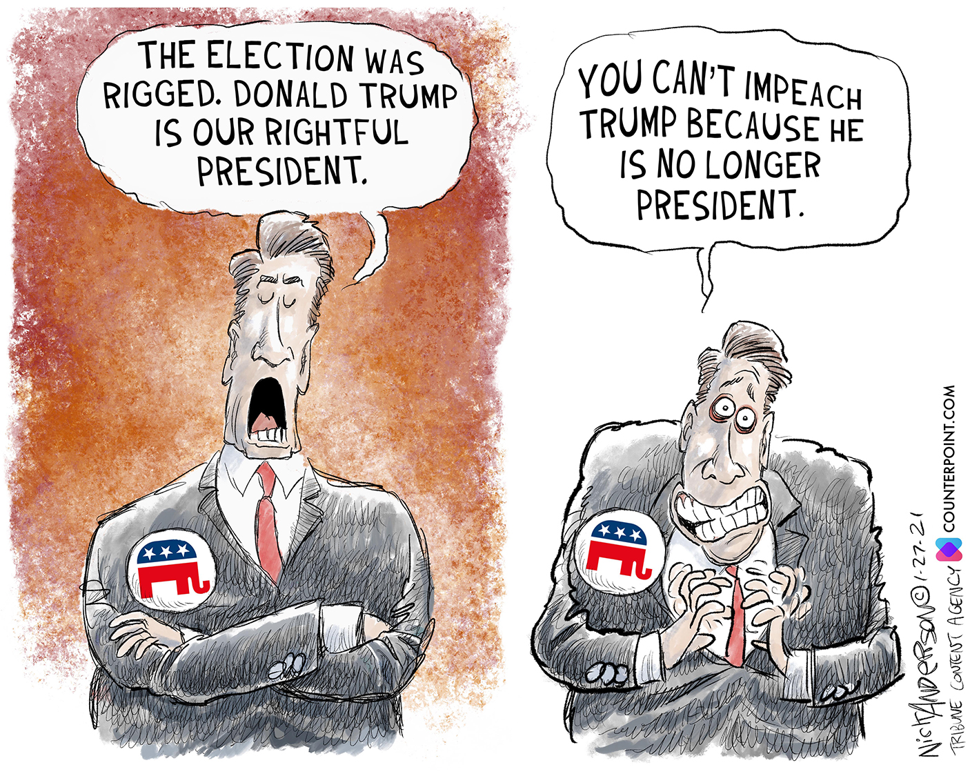 Political Cartoon U.S. trump gop impeachment