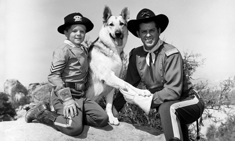 German Shepherd Rin Tin Tin and actors in the popular TV series from the 1950s.