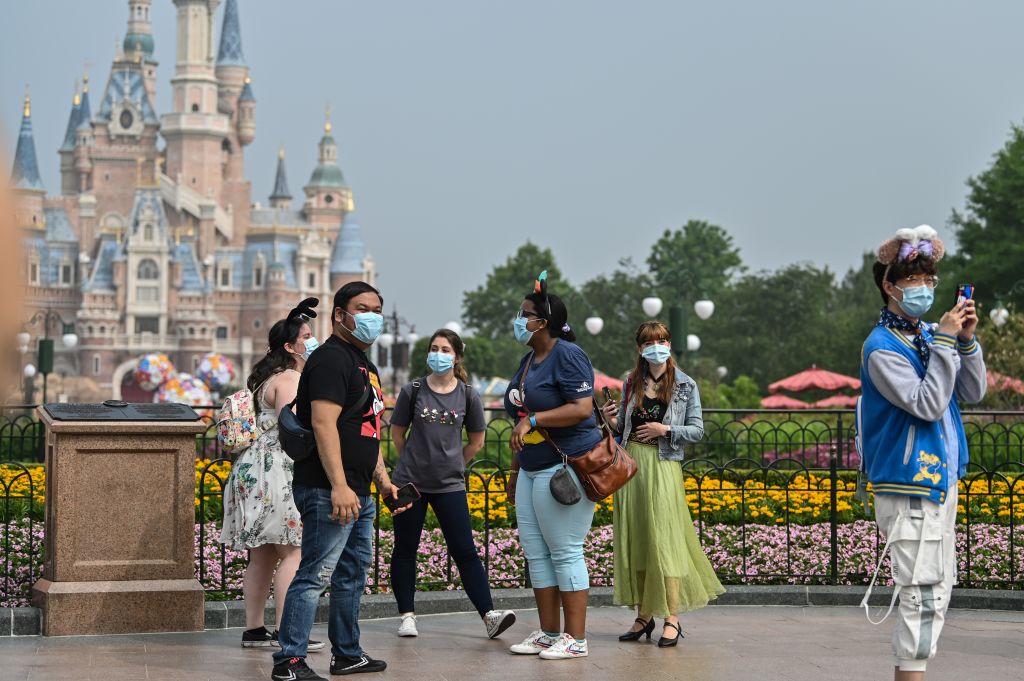 Visitors to Shanghai Disneyland on Monday.