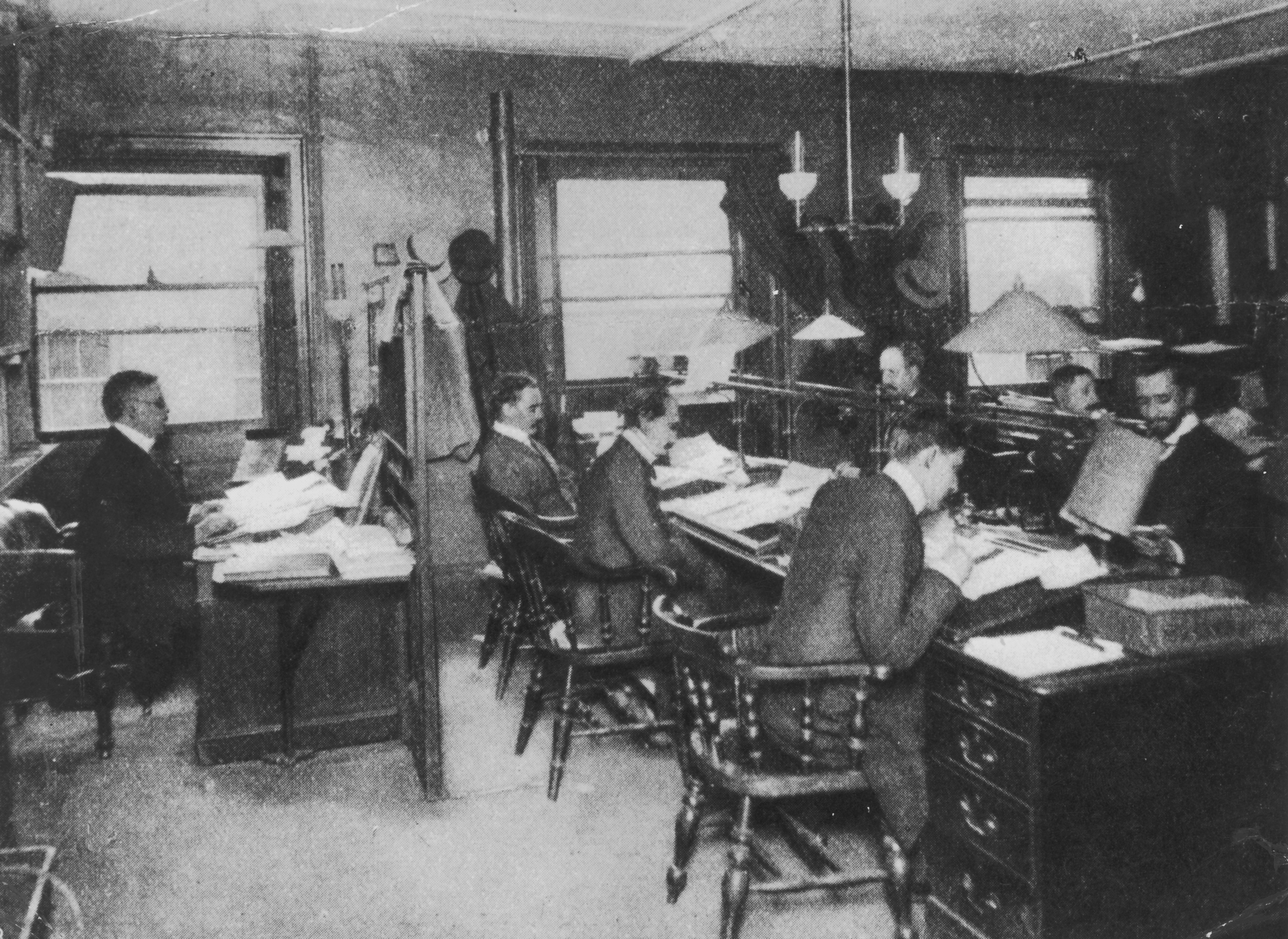 The editorial staff at Reuters Press Agency, circa 1900.