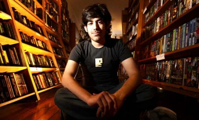 The late Aaron Swartz in a San Francisco bookstore on Feb. 4, 2008.