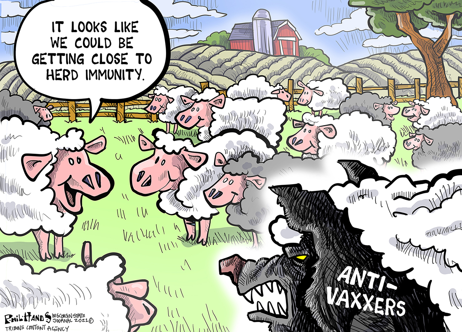 Editorial Cartoon U.S. herd immunity anti vaxxers covid