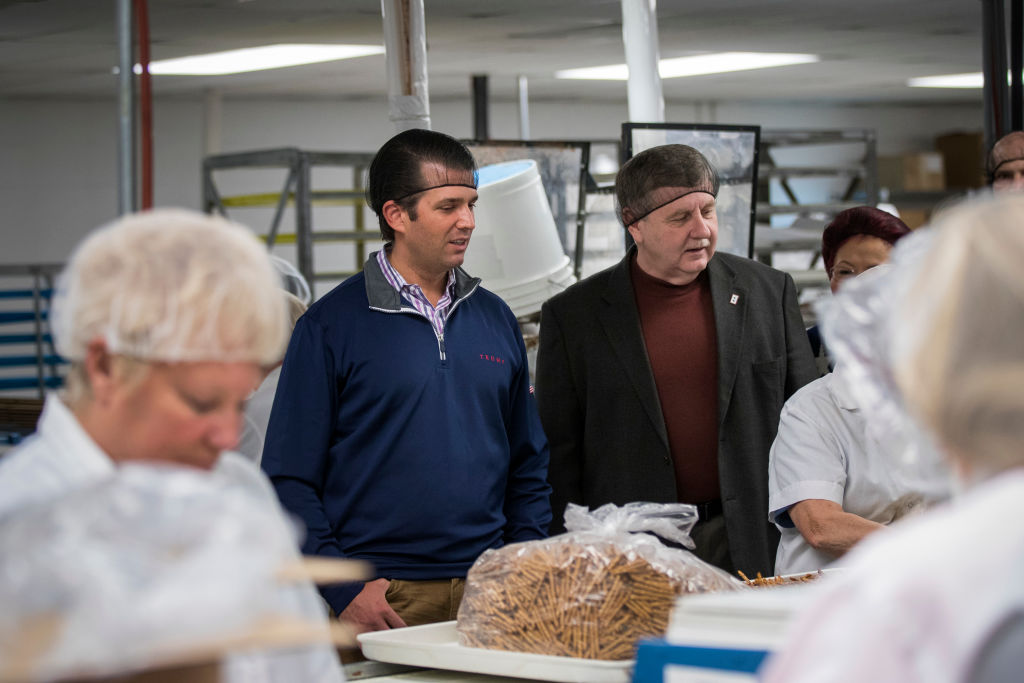 Donald Trump Jr. and Rick Saccone tour a candy factory