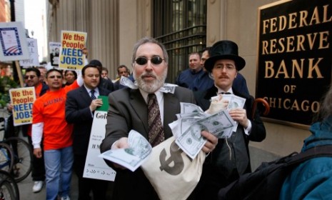 Protesters outside the Chicago Federal Reserve.